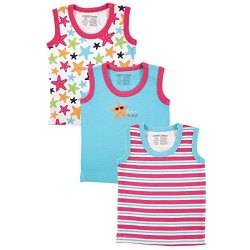 LUVABLE FRIENDS Sleeveless Tops 3 Pack Starfish 6-9 Months