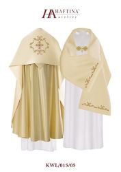 Humeral Veil - Cross In Ornate Golden Scroll On Cream