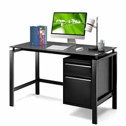 computer desk black with drawers