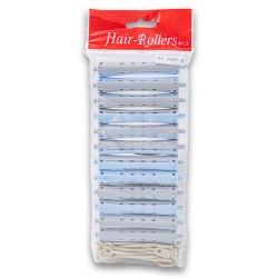 Hair Rollers Plus Elastic 12 Pack - Assorted Colour