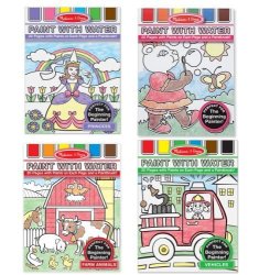 Melissa & Doug 5 Item Bundle 4166 Princess 4165 Farm Animals 4164 Vehicles And 3762 Pink Paint With Water Kids' Art Pads + Free Activity Book