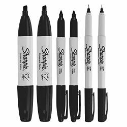 Sharpie Permanent Markers 6 Pack Assorted Sizes Ultra Fine Tip Fine Tip And Chisel Tip Permanent Markers - Black
