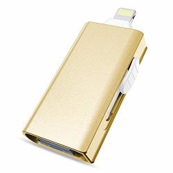 USB Flash Drive For Iphone Dulees 64GB Iphone Photo Stick Lightning External Memory Storage For Ipad Imac Android PC Backup Pictures Thumb Jump Drive Gold