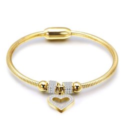Bracelet Charm Bangle Magnetic Lock Clasp With Heart Crystal