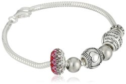 Charmed Beads Sterling Silver Mother And Daughter Bead Charm Bracelet 7.5