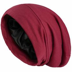SATINIOR 3 Pieces Satin Lined Sleep Cap Hat Slouchy Beanie Slap Hat for  Women