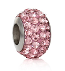 B20-CQ00070 Stainless Steel Sparkle Pink European Bead