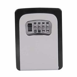 Key Storage Lock Box Wall Mount Holder 4 Digit Combination Safe Outdoor Security - Gray
