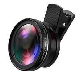 Upgraded Phone Camera Lens 0.45X Super Wide Angle Lens 15X Macro Lens Clip-on 2 In 1 Professional For Iphone Lens Kit For Tik Tok