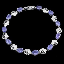 In Stock Real Stones Natural Oval 7X5MM Top Blue Violet Tanzanite 925 Silver Bracele