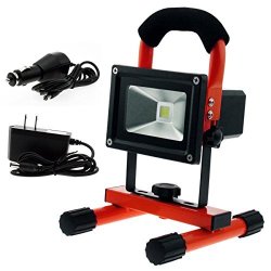Techno Earth R10R_VE02 Ultra Bright 10W Portable Work Lights Waterproof Work Lamp flood Lights security Lights Rechargeable Outdoor Indoor Lights Built-in 3200MAH Li-ion Batteries Red