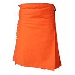 Orange Moden Tartan Style Utility Kilt For Men 40"