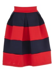 Red And Navy Blue Midi Skirt Size 32