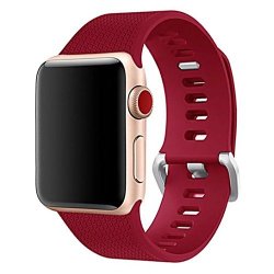 Band For Apple Watch 42MM Langte Silicone Apple Watch Band For Apple Watch Series 3 2 1 Sport Edition 42 M l Rose Red