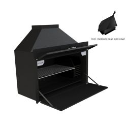 Avalon Build In Braai Complete Steel Black 1000MM 1000 X 490 X 690MM Includes Medium Base And Cowl