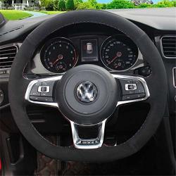 Luoerpi Black Suede Steering Wheel Cover For Volkswagen Golf 7 GTI Golf R MK7 For Vw Polo GTI Scirocco 2015 2016
