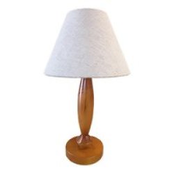 Oak Stain Bedside & Table Lamp Stand With Shade 41CM