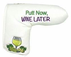 Giggle Golf Blade Putter Cover Great Golf Gift & Golf Bag Accessory Embroidered Putt Now Wine Later