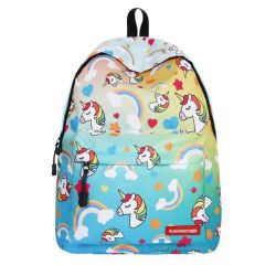 Students Green Unicorn Rainbow Print Backpack