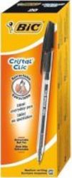 BIC Medium Clear Retractable Pen Ballpoint Pen Black - Box Of 20