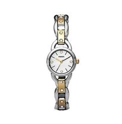 Fossil Women's ES2583 Linked Two-tone Stainless Steel Bracelet White Analog Dial Watch