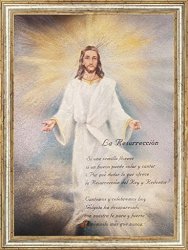 Scafa-tornabene Art Publishing Co. Inc. Poema Cristiana 'la Resurreccion' Con Arte De Jesus En El Cielo Por Vincent Barzoni Poster Con Tinta Metalica 6X8