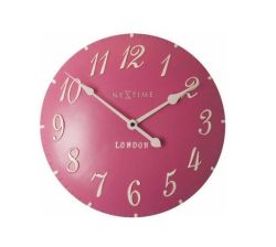 34CM London Arabic Polyresin Round Wall Clock - Pink