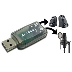 Audio Usb Sound Adapter For Ps3 Ps4 Windows Mac Raspberry Pi And Linux. To Be Used With External Headphone And Microphone. Plug And Play