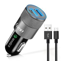 Czznn Car Charger Quick Charge 2.0 Dual USB Car Adapter Smart Charging For Samsung Galaxy Note With 3FT Micro USB Android Cable