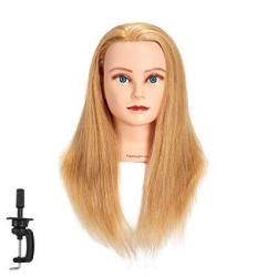 Traininghead 18-20" Female Mannequin Head 100% Human Hair Hairdresser Training Practice Head Cosmetology Manikin Head Doll Head 16"