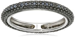 Sterling Silver Black Spinel Round Band Eternity Ring Size 7