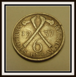1937 Silver 6 Pence- Southern Rhodesia