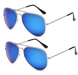 Wodison 2 Pack Vintage Mirrored Aviator Sunglasses Bulk For Women Men Reflective Lens Metal Frame