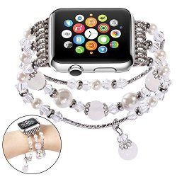 Sasairy Ladies Watch Band Sport Beaded Bracelet Strap Band For Apple Watch Series