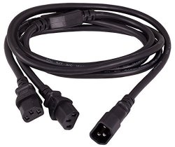 Cable Leader 6FT Power Extension Cord Splitter Cable 16 Awg IEC320 C14 To IEC320 C13 X 2