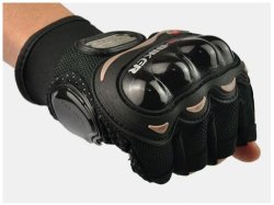Pro-biker Motorcycle Cycling Outdoorsport Half Cut Black Gloves Xl