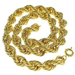 Bling Cartel Hollow Rope Chain 20MM Thick 14K Gold Plated Old School Style Hip Hop Dookie 36 In Necklace