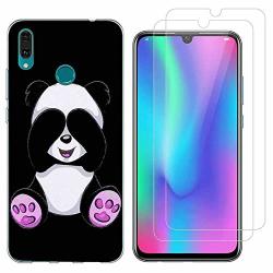 Huawei Y7 2019 Case With 2 Pack Glass Screen Protector Phone Case For Men Women Girls Clear Soft Tpu With Protective Bumper Cover Case