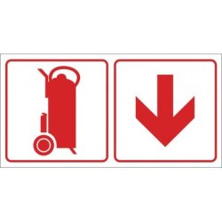 Fire Trolley " Combination Safety Sign With Direction