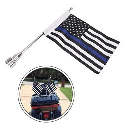 E-most Moto Flag Pole Mount And 6 X 9 Foot Thin Blue Line Usa Flag - Honoring Law Enforcement Officers Flags-police Officers-outdoor Nylon Flag