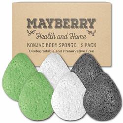 Konjac Facial Sponge 6 Pack Individually Wrapped Pure White Bamboo Charcoal Black And Green Tea Green Konjac Drop Shape Sponges Offer A Gentle Cleansing