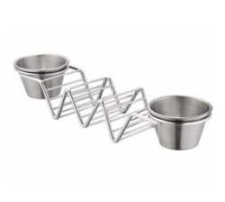Kitchen Stainless Steel Taco Holder Rack Serving Stand With Dipping Bowls