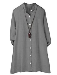 Minibee Women's Button Down Jacket Long Sleeve Jacquard Blouses Cardigan Gray XL
