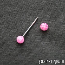 Tongue Straight Barbell Pink & White