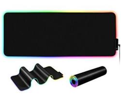 Rgb Gaming Mouse Pad Mat - Extended Long Large Cloth Mousepad W lighting Up Colorful LED Fiber 31X12" 1-YEAR Warranty