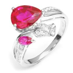 Ring lab Created Ruby 3.5CT Ring Solid .925 Sterling Silver Size 6