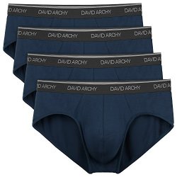 David Archy Men's 4 Pack Bamboo Rayon Soft Lightweight Pouch Briefs M Navy Blue-no Fly