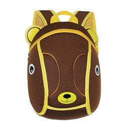 Children Toddler Kids Backpack 3D Zoo Animal Cartoon Pre School Backpack Bear Coffee