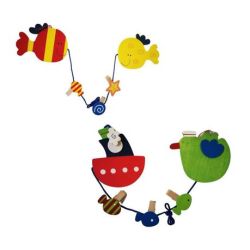 SEAGULL Sourcedirect - Colourful Wooden Memo Clips - Fish And Ship - Boat