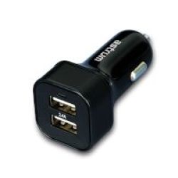 Astrum CC340 Dual USB Car Charger In Black
